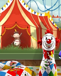 Punching clown  Circus Floor Pillow