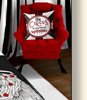 The Circus Arrives Without Warning Throw Pillow  Red Sofa Chair  Red Sofa Chair