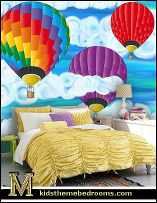 Bright and colorful 4 panel hot air balloon mural will add color and fun to any wall. Standing at 6 feet wide by 4.5 feet tall this mural is bound to turn any frown upside down, it's rainbow colors and cartoon-like animation style are perfect for any wall that need a splash of fun color. Picture perfect polka dots lend an air of casual attitude to the bedroom in these Lemon Drops comforter sets from Teen Vogue. Features a sunny yellow and white colorway as well as expansive ruching details and decorative ties for stylish texture.