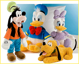 Duck Plush Toy. Donald is looking dapper and ducky as always. Delightful and ducky to hug! Daisy is sure to be a super cute companion. Well, gawrsh! Goofy sure gives a good hug. Cuddly and cute, this Goofy Plush Toy. As cute as can be, Pluto makes the perfect lap dog. Disney Characters 