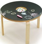 For the young artists in your family, a table that they can draw on! Finally, furniture that is FUN for kids. Made with a durable chalkboard surface and a bowl in the center for all of their chalk/erasers and other art supplies. This item has the black chalkboard top with the bent ply legs. Very sturdy! A perfect addition to any playroom! 