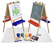kids easels - Spill-Proof Paint Cups, Felt Chalk Eraser, Paper Roll, Paint Brushes