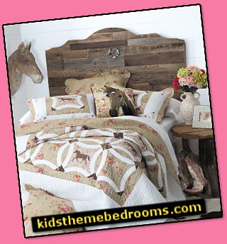 barnwood headboard Wedding Ring Horse Quilted Bedding horse bedrooms
