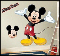 giant wall decal of Mickey Mouse is great for both kids and adults.