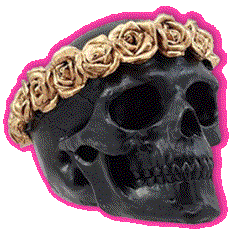 Day of The Dead Copper Rose Laurel Black Skull Figurine DOD Flower Wreath Sugar Skull Decor