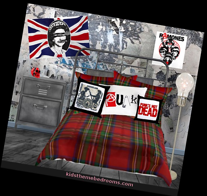 punk rocker bedroom tartan bedding