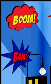 Kapow Boom Zap Bam Wall Decals  childrens cartoon characters. Comic book hero bedrooms