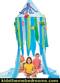 Ocean Canopy Tent  -  Canopy Tents. Makes storytime twice as fun! Hang them in corners of the room to create fun reading centers for your class. Made of quality ripstop nylon. Includes dangling plush animals.  -  underwater bedroom decor